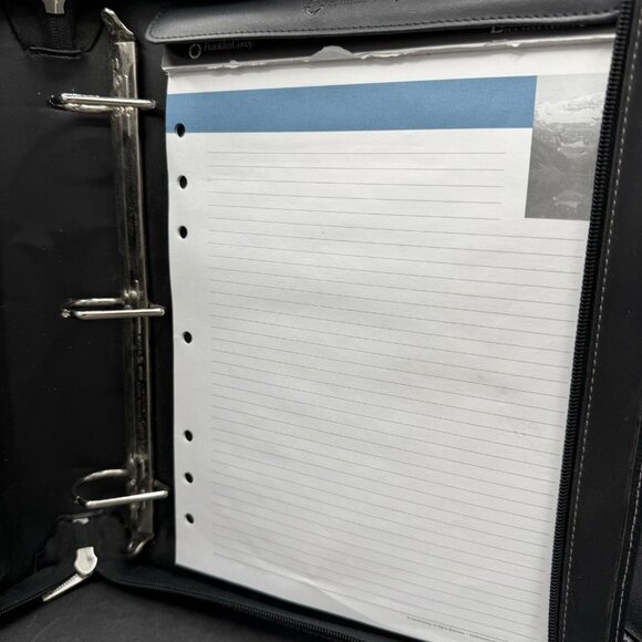 Franklin Covey Black Leather Day Planner Binder Organizer Handles Zipper - Picture 6 of 10